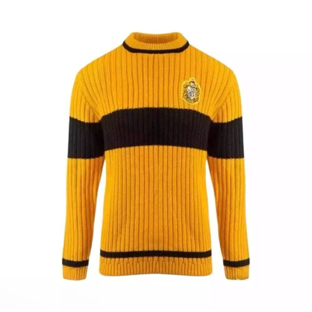 Harry Potter Hogwarts Hufflepuff Quidditch Lambwool Crew Neck Sweater‎ XL